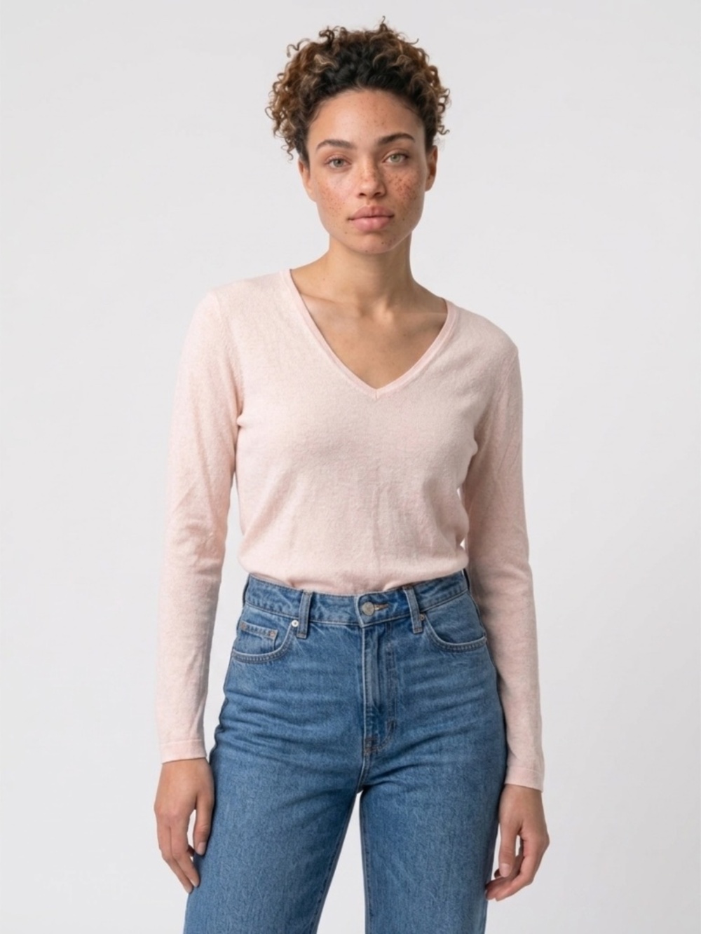 Ça Va De Soi Powder Pink V-Neck Sweater Size M – 100% Superfine Super 160s Wool